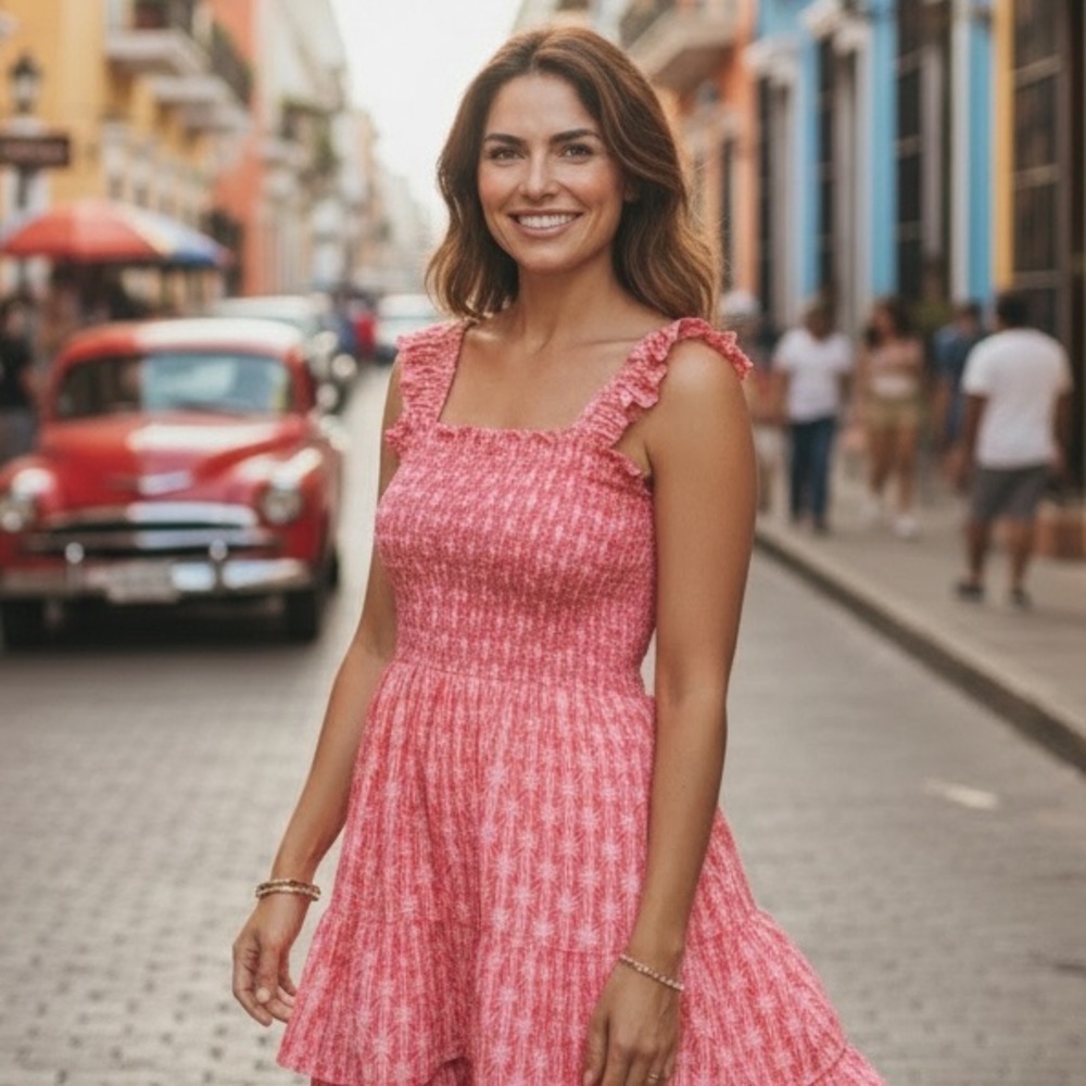 Free People Annie smocked mini dress m